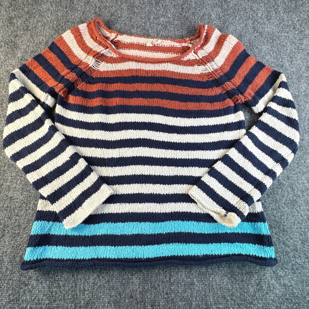 Anthropologie Moth Striped Chunky Knit Cotton Raglan Sweater Medium Multi